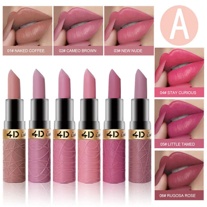Color Duradero Set de Labiales Mate Hidratantes Suaves 6 Piezas