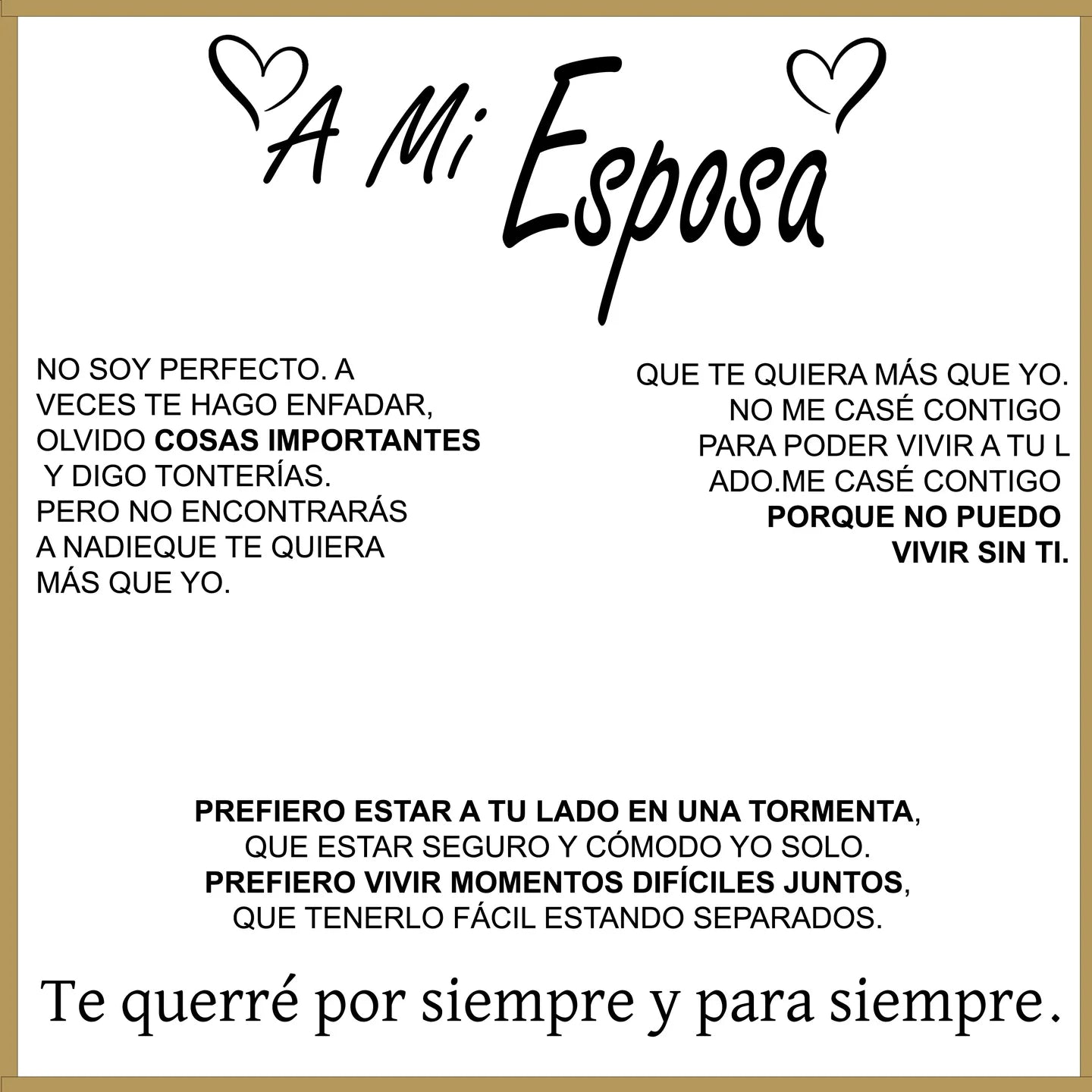 "A Mi Esposa" Collar Corazón Para Siempre en plata pura