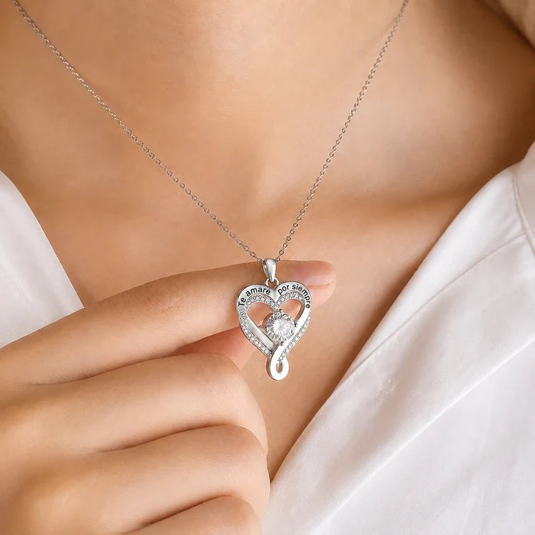 "A Mi Esposa" Collar Corazón Para Siempre en plata pura