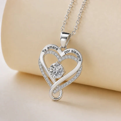 "A Mi Esposa" Collar Corazón Para Siempre en plata pura