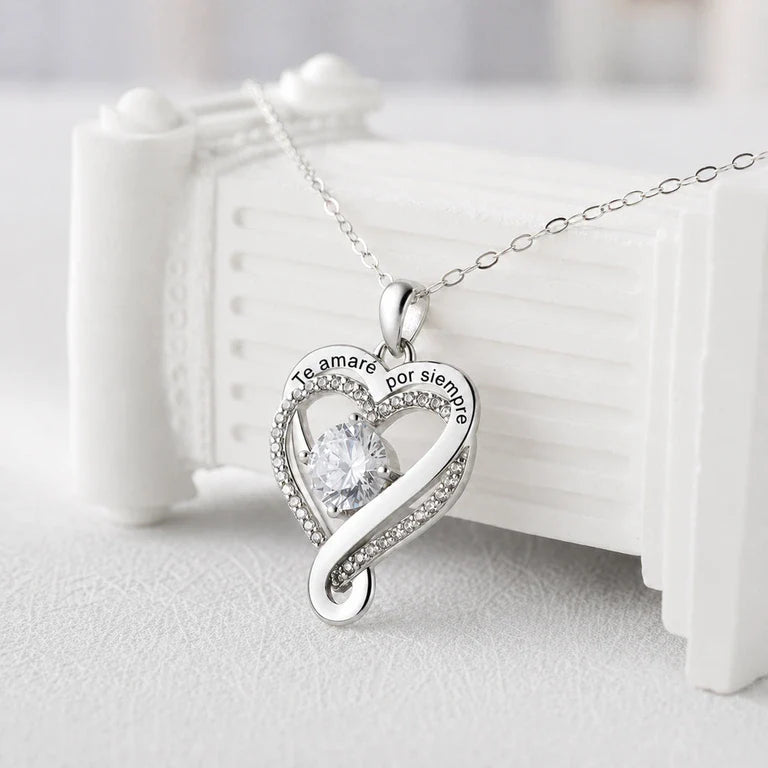 "A Mi Esposa" Collar Corazón Para Siempre en plata pura