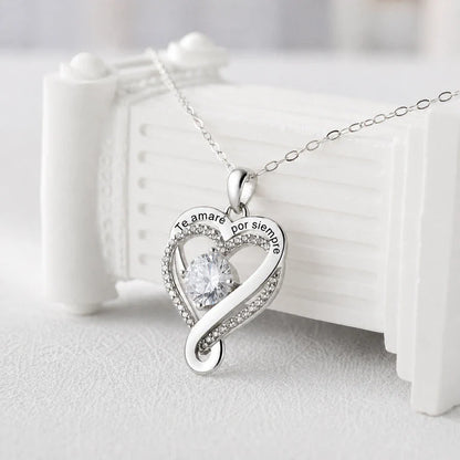 "A Mi Esposa" Collar Corazón Para Siempre en plata pura