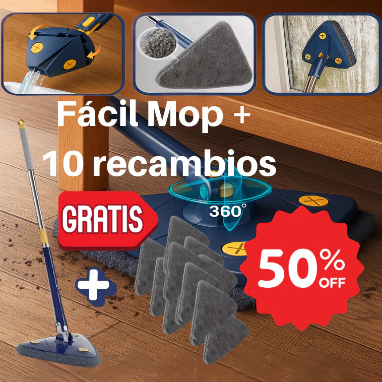 FácilMop™ - Fregona autoescurrible limpia sin esfuerzo + 10 recambios GRATIS