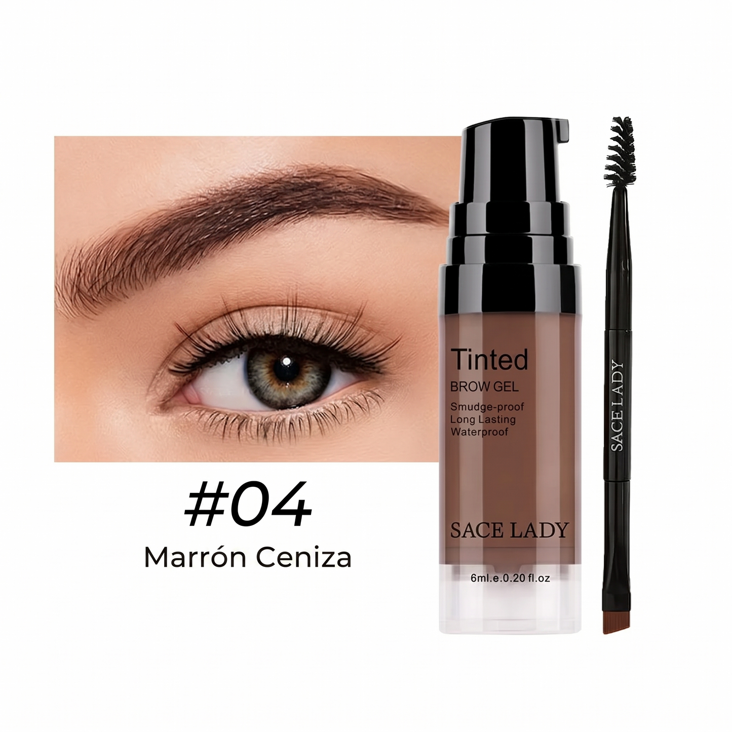Gel para Cejas con Color SACE LADY – Definición Instantánea e Impermeable (Larga Duración)