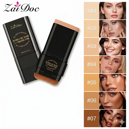 Cobertura Completa Base y Corrector Hidratante con Brocha Dual
