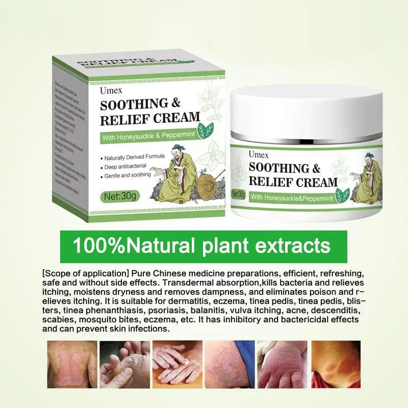 Crema de alivio herbal totalmente natural Umex a base de plantas: alivia el eccema, la psoriasis y la piel seca y sensible | Fórmula botánica ancestral para una hidratación diaria para toda la familia.