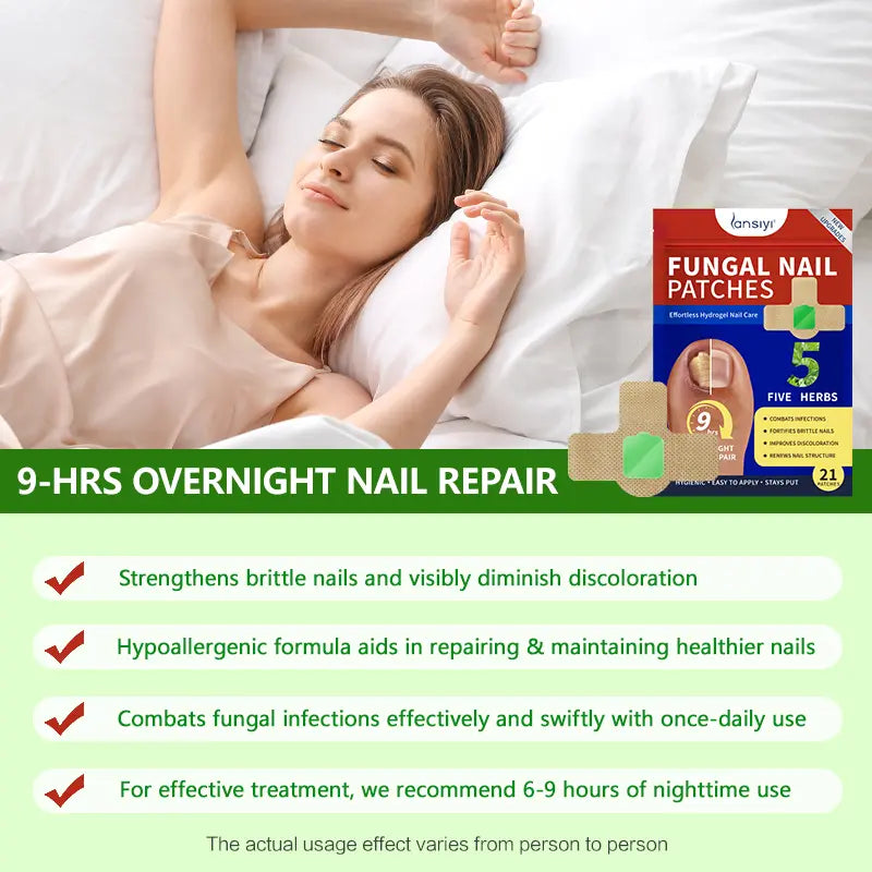 Parches para hongos en las uñas Lansiyi, 21 unidades/caja, para el cuidado de las uñas, con 5 hierbas para tratar hongos y otros problemas, suministros para uñas, kit de cuidado diario, suministros para manicura,