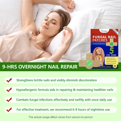 Parches para hongos en las uñas Lansiyi, 21 unidades/caja, para el cuidado de las uñas, con 5 hierbas para tratar hongos y otros problemas, suministros para uñas, kit de cuidado diario, suministros para manicura,
