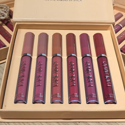 Alta Pigmentación Set De 6 Labiales Mate Textura Terciopelo
