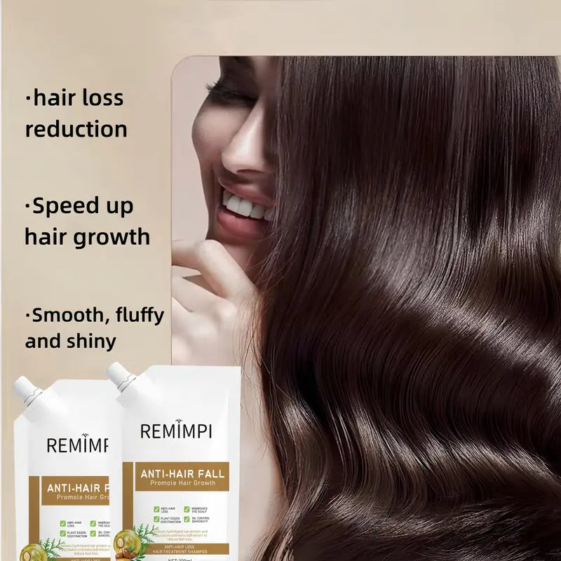 REMIMPI Champú anticaída, tratamiento para la caída del cabello, control de aceite, anticaspa, cuidado capilar, ginseng, jengibre, ayuda al crecimiento del cabello, jojoba, avena, repara, reduce la caída del cabello