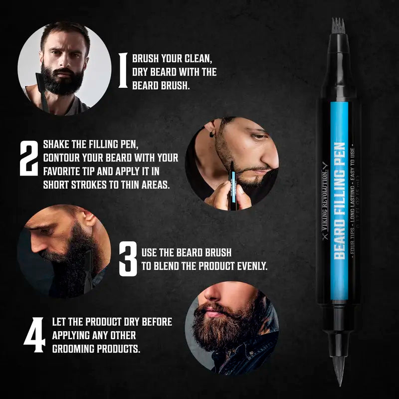 Relleno para Barba Resistente al Agua con Brocha y Repuestos