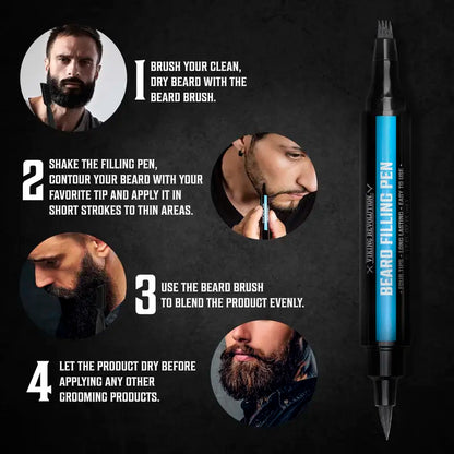 Relleno para Barba Resistente al Agua con Brocha y Repuestos