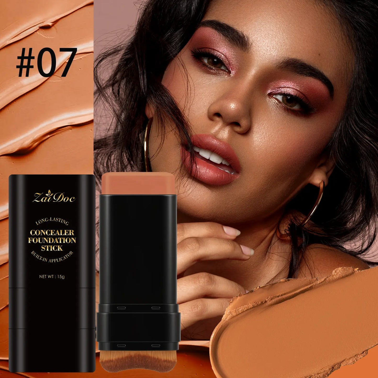Cobertura Completa Base y Corrector Hidratante con Brocha Dual