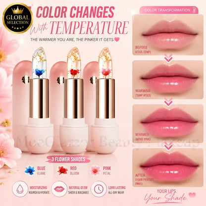 Paquete de 3 - Labial Hidratante Cambia Color Transparente Resistente Agua