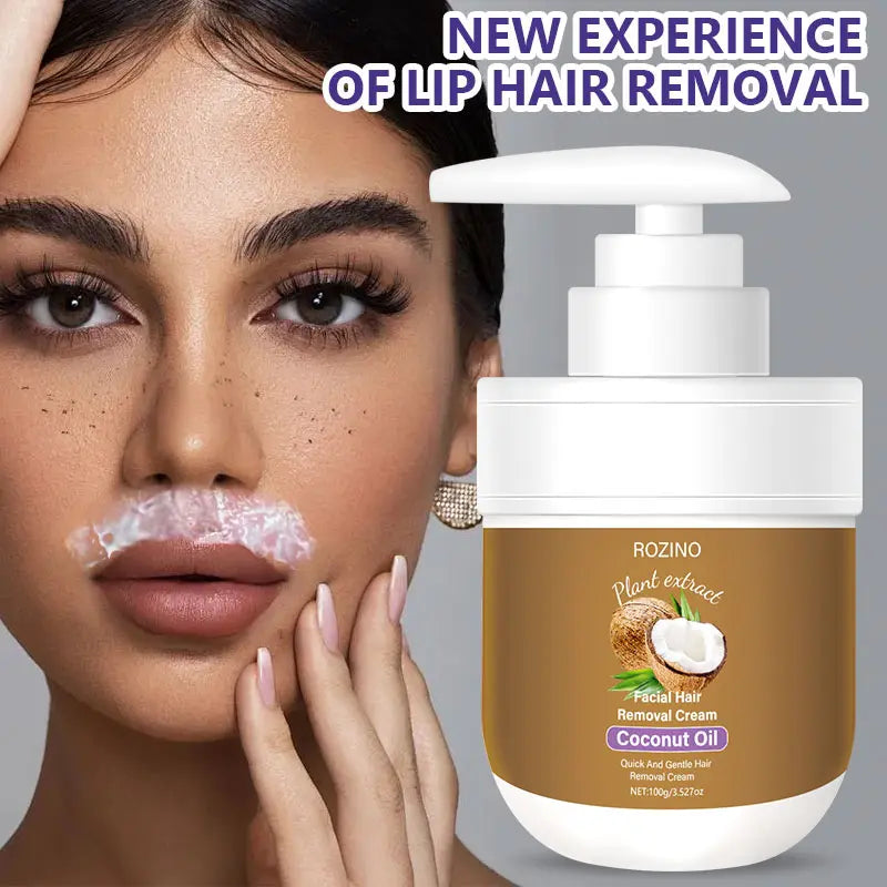 Crema depilatoria facial ROZINO con extractos de plantas y aceite de coco para una depilación eficaz