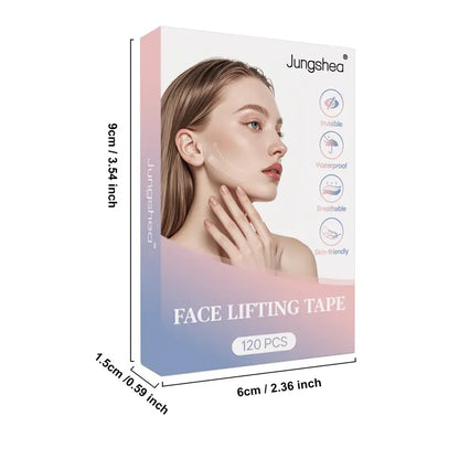 120 parches de estiramiento facial – Tiras de levantamiento de fuerte adherencia|Cinta invisible para el contorno de la cara|Reafirmante del cuello y la línea de la mandíbula|Parches transpirables en forma de V para maquillaje