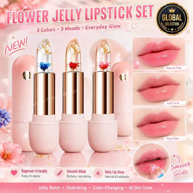 Paquete de 3 - Labial Hidratante Cambia Color Transparente Resistente Agua