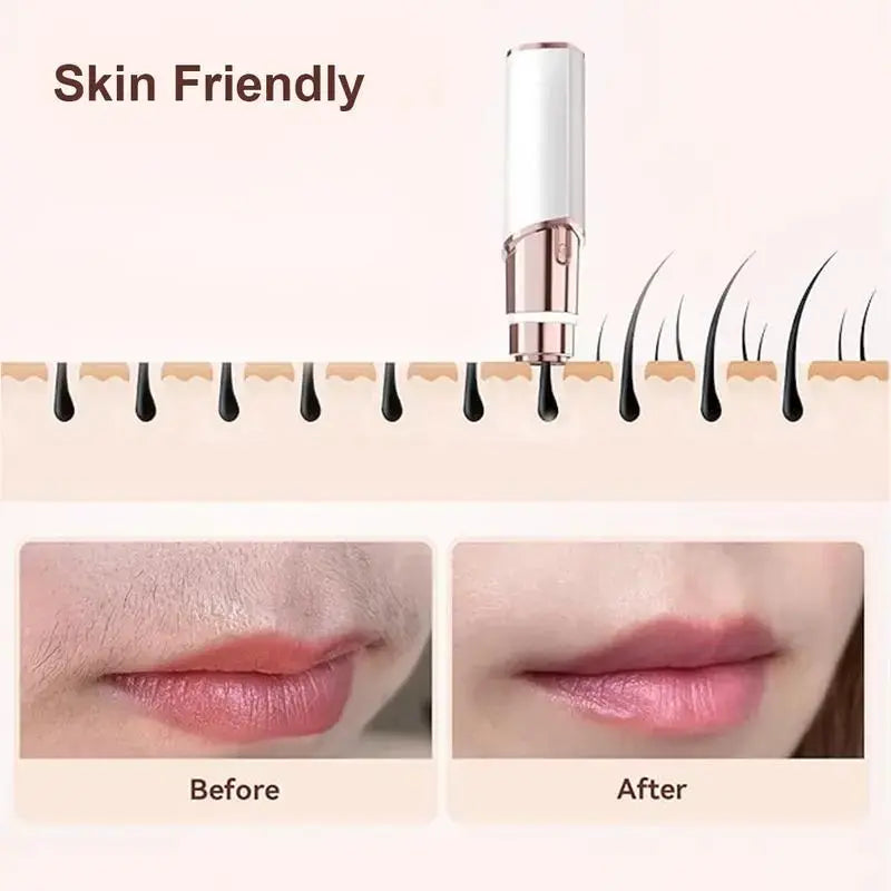 Recortadora 2 en 1 de vello facial y cejas, recortadora eléctrica de cejas, herramienta de depilación para labios, rostro y cuerpo, herramienta para el cuidado del vello facial, afeitadora eléctrica para mujer, depiladora de cejas y cejas