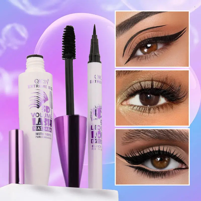 Máscara 7D: pestañas rizadas naturales de larga duración para maquillaje de ojos profesional, ideal para mujeres y niñas.